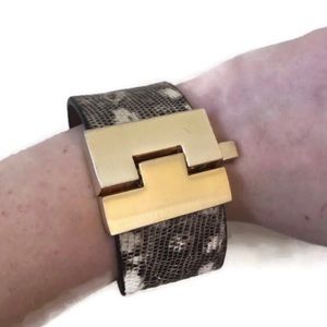 Leigh Elena Wide Natural Python Jigsaw Cuff